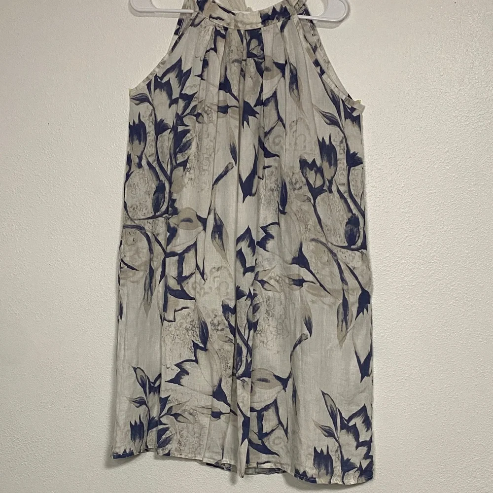 Bellambia madre in Italy Elegant Blue and White Floral Midi Dress Size L